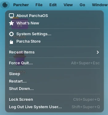 The menu bar.